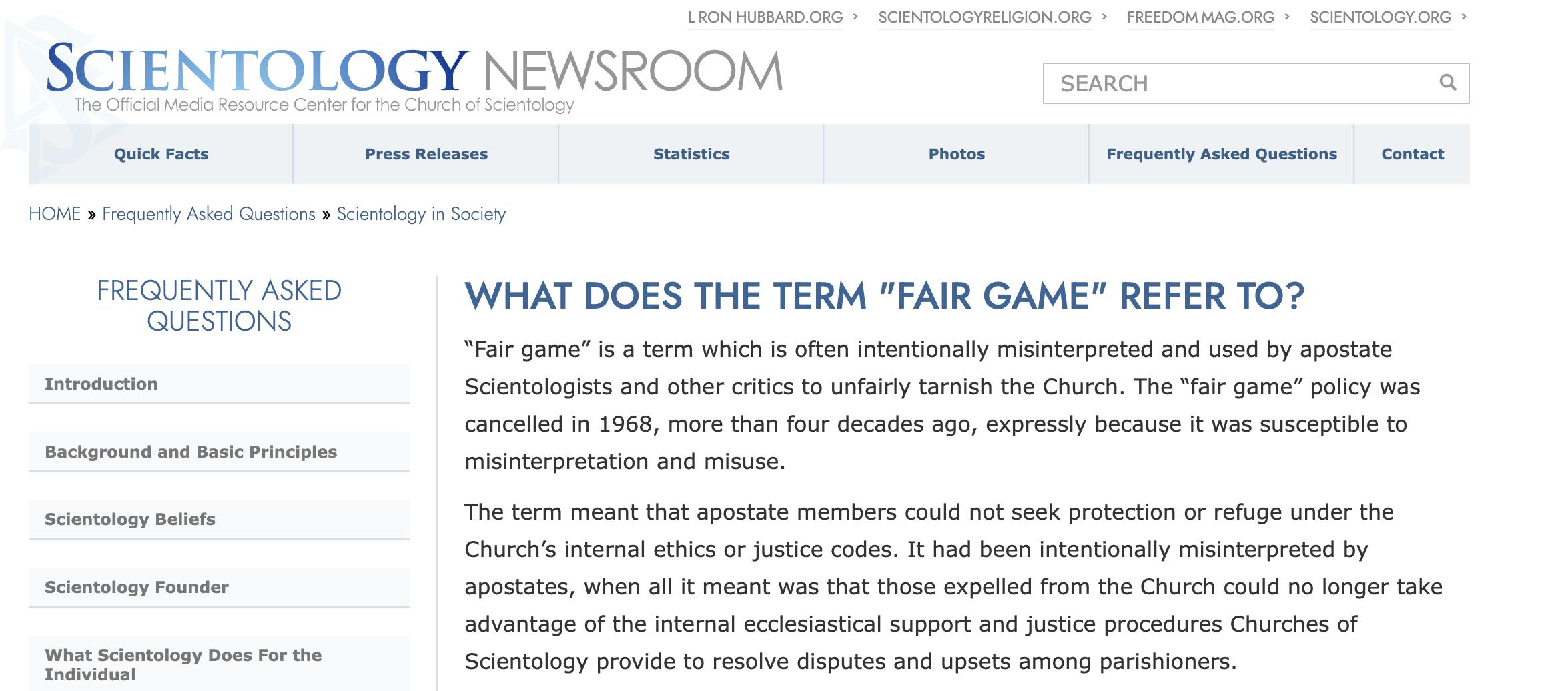 What is Fair Game in Scientology?