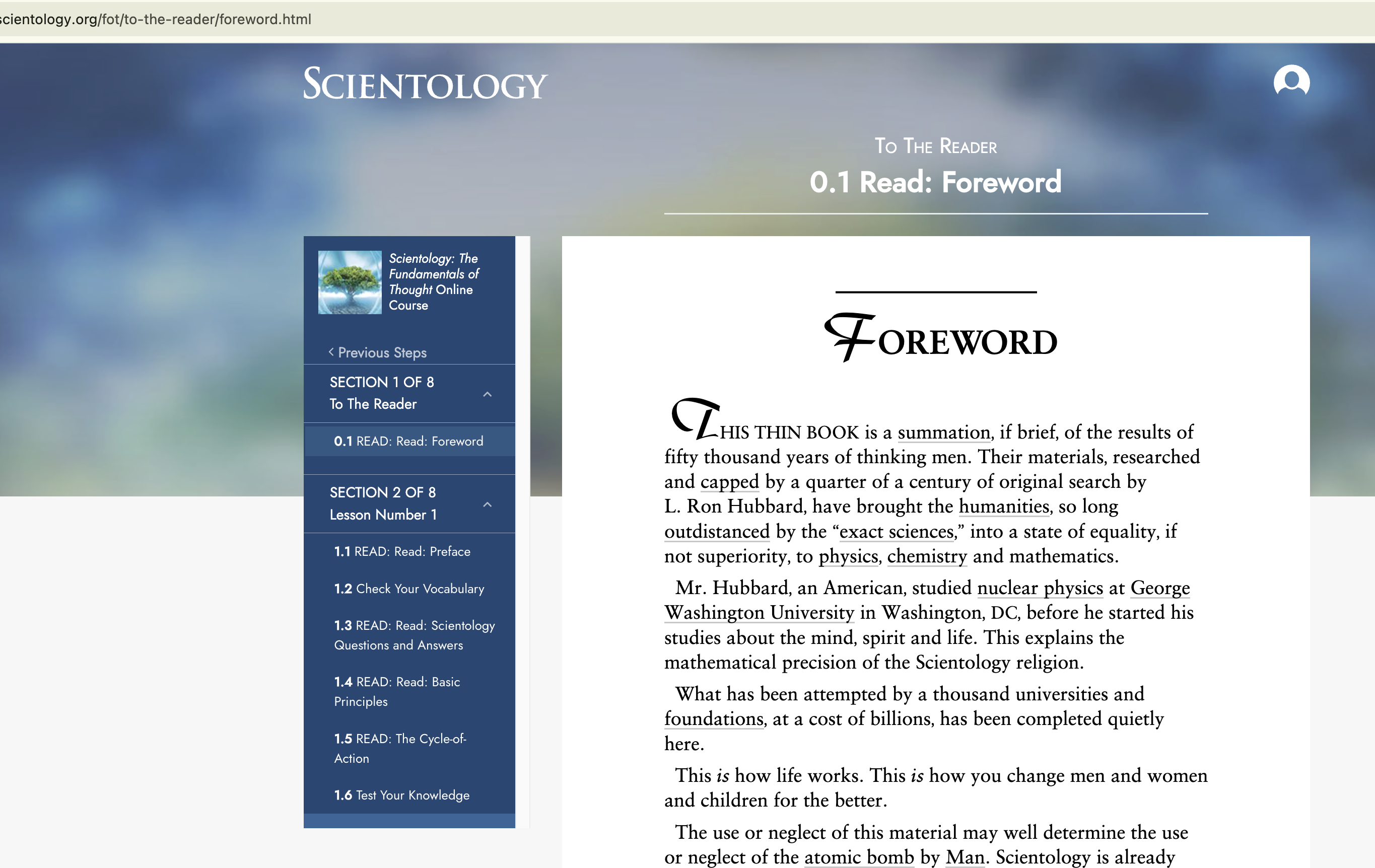 The First Principle of Scientology – From The Fundamentals of Thought